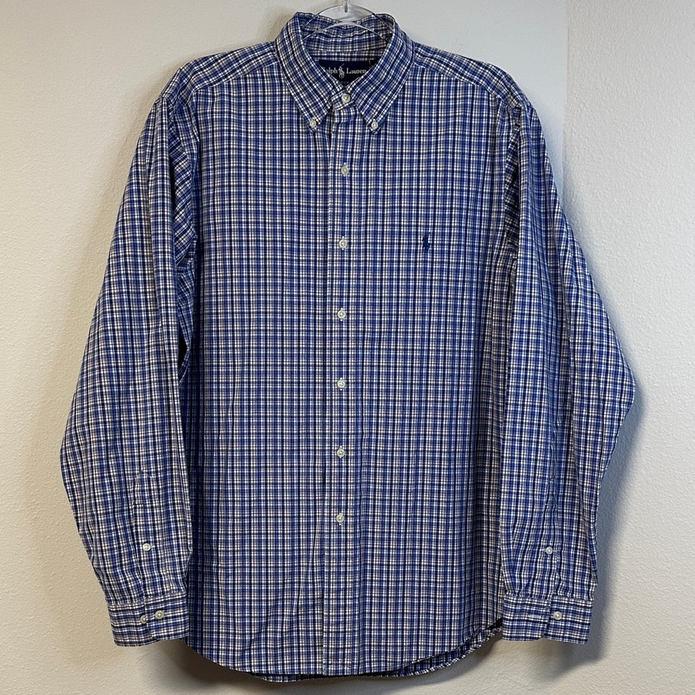 Ralph Lauren Men’s Cotton Button Down Shirt Long Sleeve Pony Logo Size 16.5/L